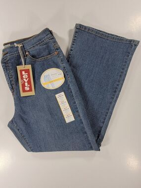 NEW LEVI'S 512 Perfectly Slimming Boot Cut Stretch Jeans Womens 16 Petite Short